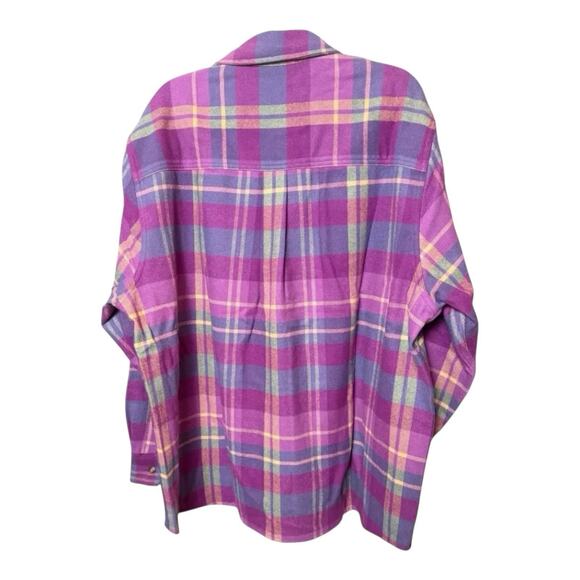 New Madhappy Plaid Shirt Size L Comfort Cozy Vintage Style NWT Pink Purple Soft - Picture 3 of 3
